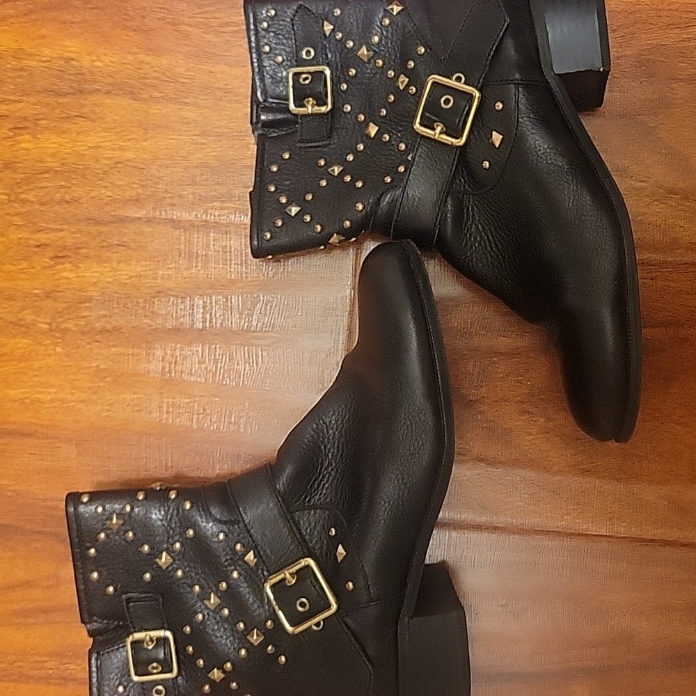 INC International Concepts Genuine Leather Gold Studded Boots